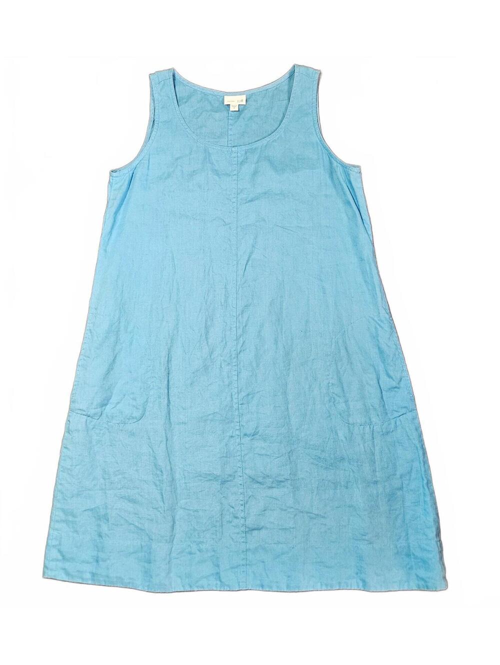 J.Jill Medium Blue Linen Sleeveless Shift Dress Casual Summer Comfortable